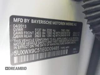 2014 BMW X3 xDrive28i with VIN 5UXWX9C51E0D09485, listed as a IAAI auction lot 41831582 with 103,953 mi miles and . Bid and sale history available at DreamBid. Image 9.