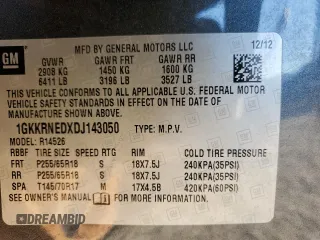 2013 GMC Acadia SLE with VIN 1GKKRNEDXDJ143050, listed as a Copart auction lot 87242434 with 135,086 mi miles and Clean Title. Bid and sale history available at carsss.com. Image 13.