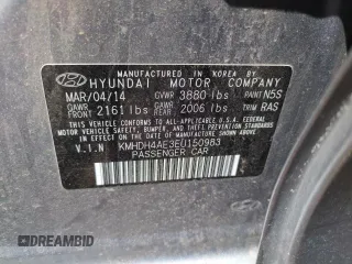 2014 Hyundai Elantra SE z VIN KMHDH4AE3EU150983, wystawiony jako Copart lot #58413865 z przebiegiem 174 038 mil mil oraz Szkoda całkowita • Salvage title. Historia ofert i sprzedaży dostępna na DreamBid. Obrazek 13.