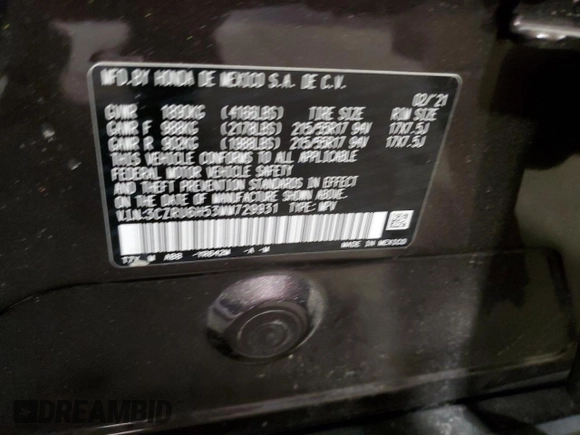 2021 Honda HR-V EX with VIN 3CZRU6H53MM729931, listed as a Copart auction lot 41666175 with 46,577 mi miles and Salvage Title. Bid and sale history available at carsss.com. Image 15.