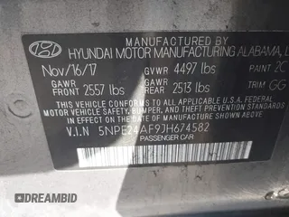 2018 Hyundai Sonata SE with VIN 5NPE24AF9JH674582, listed as a IAAI auction lot 41792449 with 113,856 mi miles and . Bid and sale history available at DreamBid. Image 9.