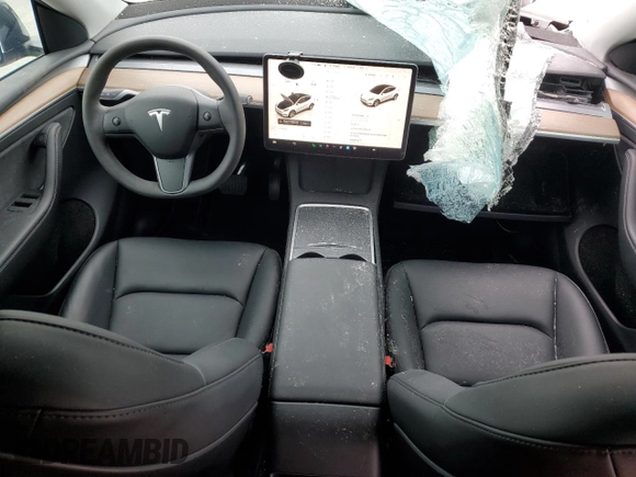 2023 Tesla Model Y Long Range with VIN 7SAYGDEE2PF860135, listed as a Copart auction lot 50380975 with 25,334 mi miles and Salvage Title. Bid and sale history available at DreamBid. Image 8.