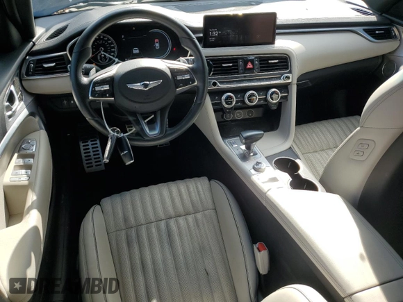 2022 Genesis G70 3.3T with VIN KMTG54TE9NU084593, listed as a Copart auction lot 80367864 with 27,100 mi miles and Salvage Title. Bid and sale history available at DreamBid. Image 8.