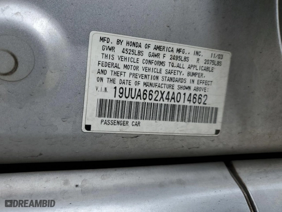 2004 Acura TL with VIN 19UUA662X4A014662, listed as a Copart auction lot 51118925 with 147,731 mi miles and Salvage Title. Bid and sale history available at carsss.com. Image 14.