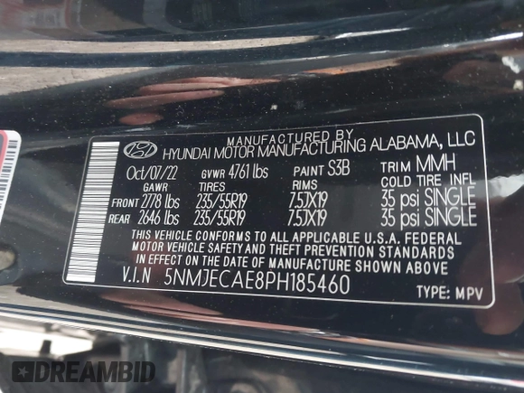 2023 Hyundai Tucson Limited with VIN 5NMJECAE8PH185460, listed as a IAAI auction lot 42383919 with 35,804 mi miles and . Bid and sale history available at DreamBid. Image 9.