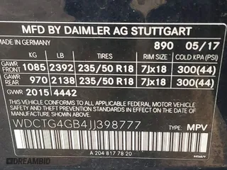 2018 Mercedes-Benz GLA with VIN WDCTG4GB4JJ398777, listed as a IAAI auction lot 41797729 with 70,996 mi miles. Bid and sale history available at carsss.com. Image 9.