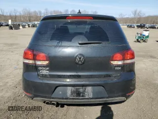 2012 Volkswagen Golf TDI w/Tech Pkg with VIN WVWMM7AJ1CW346839, listed as a Copart auction lot 48751445 with Not provided miles and Salvage title. Bid and sale history available at DreamBid. Image 6.