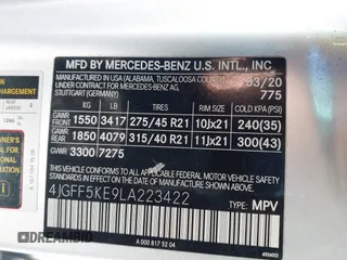 2020 Mercedes-Benz GLS 450 with VIN 4JGFF5KE9LA223422, listed as a IAAI auction lot 41499454 with 86,397 mi miles and . Bid and sale history available at DreamBid. Image 9.