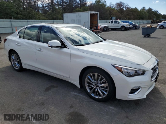 2024 Infiniti Q50 Luxe with VIN JN1EV7BR3RM631281, listed as a Copart auction lot 72021944 with 3,994 mi miles and Salvage Title. Bid and sale history available at DreamBid. Image 4.