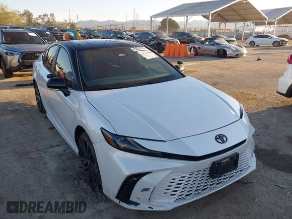 2025 Toyota Camry LE with VIN 4T1DAACK0SU012643, listed as a IAAI auction lot 41756342 with 37,693 mi miles. Bid and sale history available at carsss.com. Image 1.