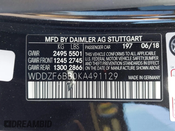 2019 Mercedes-Benz E 53 AMG with VIN WDDZF6BB0KA491129, listed as a IAAI auction lot 42112391 with 52,682 mi miles and . Bid and sale history available at DreamBid. Image 9.