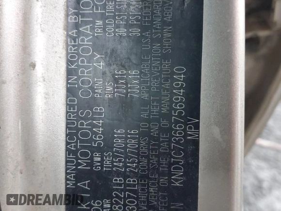 2007 Kia Sorento LX z VIN KNDJC736675694940, wystawiony jako Copart lot #84517454 z przebiegiem 135 421 mil mil oraz Szkoda całkowita • Salvage title. Historia ofert i sprzedaży dostępna na DreamBid. Obrazek 15.