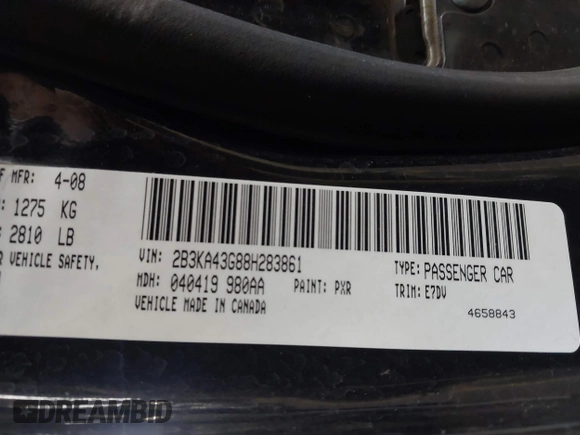 2008 Dodge Charger with VIN 2B3KA43G88H283861, listed as a IAAI auction lot 42159789 with 147,580 mi miles and . Bid and sale history available at DreamBid. Image 9.