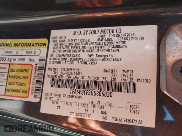 2016 Ford Mustang GT с VIN 1FA6P8CF3G5306830, выставлен на аукционе IAAI как лот 42641075 с пробегом 95 334 миль миль и . История ставок и продаж доступна на DreamBid. Изображение 9.