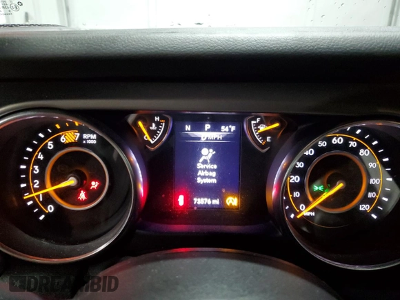 2020 Jeep Wrangler Sport S with VIN 1C4GJXAN0LW131400, listed as a Copart auction lot 44266995 with 73,576 mi miles and Salvage title. Bid and sale history available at DreamBid. Image 9.