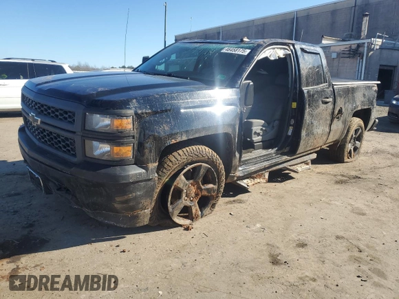 2015 Chevrolet Silverado 1500 LS with VIN 1GCVKPEC0FZ385110, listed as a Copart auction lot 46458175 with 104,031 mi miles and Salvage Title. Bid and sale history available at DreamBid. Image 1.
