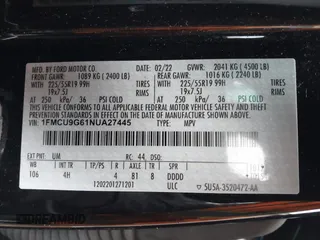 2022 Ford Escape SE with VIN 1FMCU9G61NUA27445, listed as a IAAI auction lot 41724279 with 30,284 mi miles. Bid and sale history available at carsss.com. Image 9.