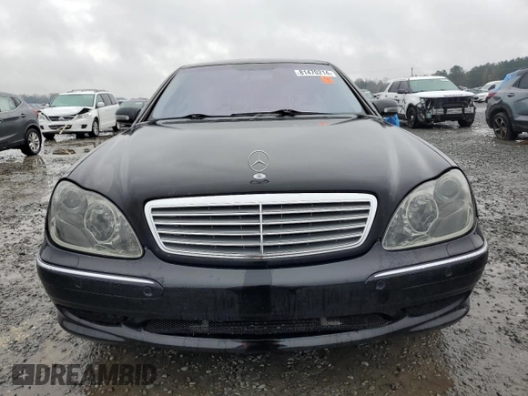 2002 Mercedes-Benz S-Class 6.0L with VIN WDBNG78J12A229046, listed as a Copart auction lot 81470214 with 0 mi miles and Salvage Title. Bid and sale history available at carsss.com. Image 5.