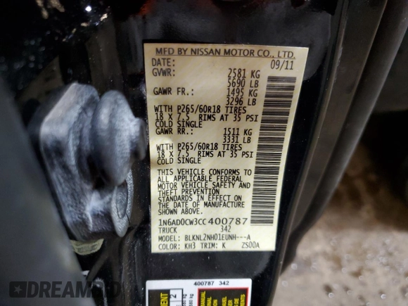 2012 Nissan Frontier SV with VIN 1N6AD0CW3CC400787, listed as a Copart auction lot 45319855 with 56,571 mi miles and Salvage title. Bid and sale history available at DreamBid. Image 14.