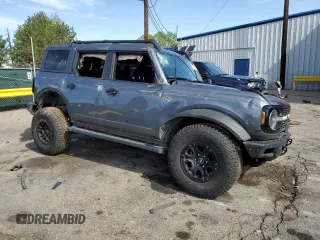 2023 Ford Bronco with VIN 1FMEE5DP5PLA85207, listed as a Copart auction lot 53865985 with 17,561 mi miles and Salvage title. Bid and sale history available at DreamBid. Image 4.