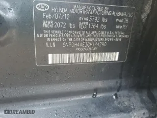 2012 Hyundai Elantra Limited with VIN 5NPDH4AE3CH144290, listed as a Copart auction lot 46850955 with 151,302 mi miles and Salvage Title. Bid and sale history available at carsss.com. Image 14.