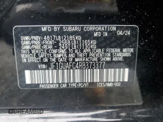 2024 Subaru Impreza Sport with VIN JF1GUAFC4R8373377, listed as a Copart auction lot 75024834 with 1,404 mi miles and Salvage Title. Bid and sale history available at carsss.com. Image 14.