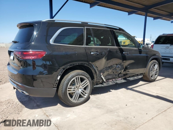 2025 Mercedes-Benz GLS 450 z VIN 4JGFF5KE9SB340328, wystawiony jako Copart lot #54246635 z przebiegiem 250 mil mil oraz Szkoda całkowita • Salvage title. Historia ofert i sprzedaży dostępna na DreamBid. Obrazek 3.