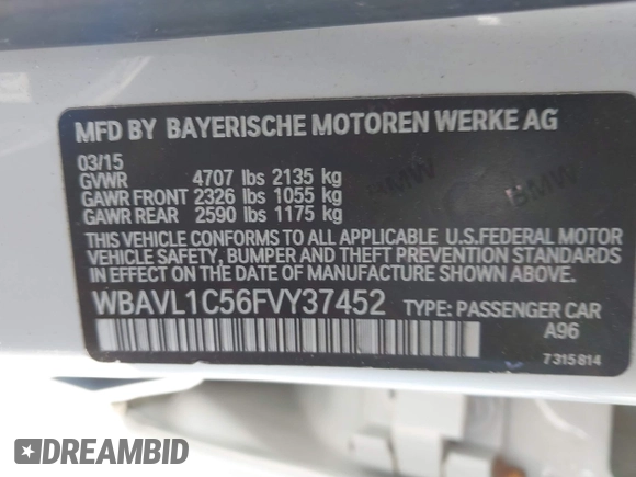 2015 BMW X1 xDrive28i z VIN WBAVL1C56FVY37452, wystawiony jako IAAI lot #42159918 z przebiegiem 70 044 mil mil oraz . Historia ofert i sprzedaży dostępna na DreamBid. Obrazek 9.