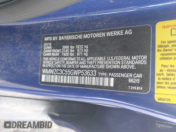 2016 MINI Countryman S with VIN WMWZC3C55GWP53633, listed as a IAAI auction lot 42526582 with 58,898 mi miles and . Bid and sale history available at DreamBid. Image 9.