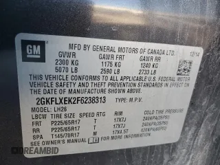 2015 GMC Terrain SLT with VIN 2GKFLXEK2F6238313, listed as a Copart auction lot 42239755 with 120,039 mi miles and Salvage Title. Bid and sale history available at DreamBid. Image 14.