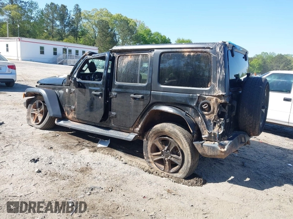 2019 Jeep Wrangler Unlimited Sport S with VIN 1C4HJXDG7KW671598, listed as a IAAI auction lot 42059734 with 63,899 mi miles and . Bid and sale history available at DreamBid. Image 3.