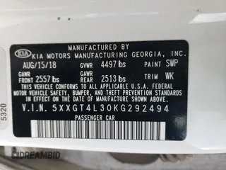 2019 Kia Optima LX with VIN 5XXGT4L30KG292494, listed as a Copart auction lot 49386445 with 78,929 mi miles and Salvage title. Bid and sale history available at DreamBid. Image 12.