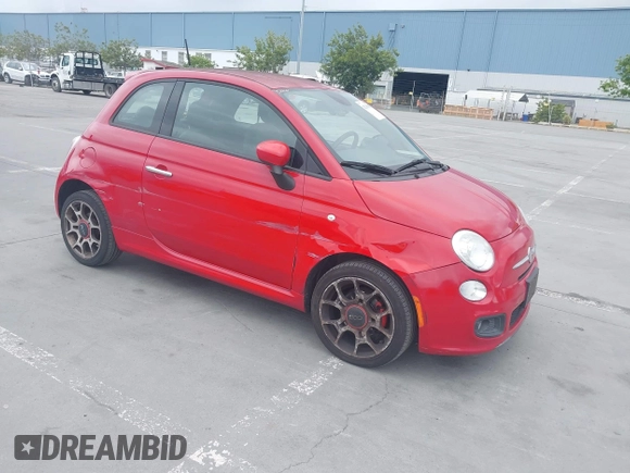 2015 FIAT 500 Sport with VIN 3C3CFFBR2FT528116, listed as a IAAI auction lot 42136399 with 114,548 mi miles. Bid and sale history available at carsss.com. Image 1.