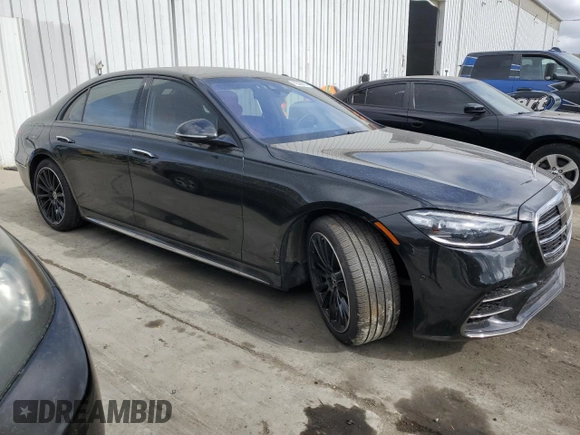 2023 Mercedes-Benz S-Class S 500 with VIN W1K6G6DB1PA170396, listed as a Copart auction lot 72526804 with 23,891 mi miles and Salvage Title. Bid and sale history available at carsss.com. Image 4.