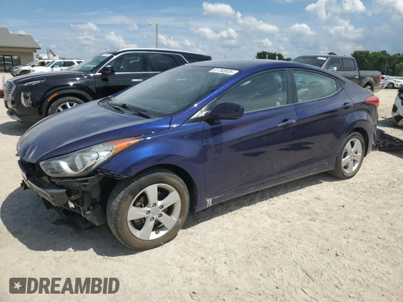 2013 Hyundai Elantra GLS with VIN 5NPDH4AE9DH281672, listed as a Copart auction lot 61760935 with 74,730 mi miles and Salvage title. Bid and sale history available at DreamBid. Image 1.