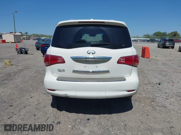 2012 Infiniti QX56 8-passenger with VIN JN8AZ2ND5C9716530, listed as a IAAI auction lot 42031101 with 153,432 mi miles and . Bid and sale history available at DreamBid. Image 17.