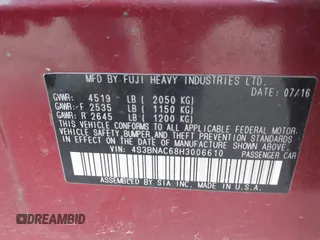 2017 Subaru Legacy Premium with VIN 4S3BNAC68H3006610, listed as a IAAI auction lot 42428204 with 110,810 mi miles and . Bid and sale history available at DreamBid. Image 9.