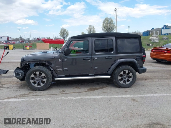 2019 Jeep Wrangler Unlimited Sahara with VIN 1C4HJXEN3KW622167, listed as a IAAI auction lot 41880702 with 72,928 mi miles and . Bid and sale history available at DreamBid. Image 15.