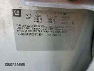 2012 Chevrolet Volt with VIN 1G1RD6E41CU113374, listed as a Copart auction lot 47123775 with 144,047 mi miles and Salvage Title. Bid and sale history available at carsss.com. Image 12.