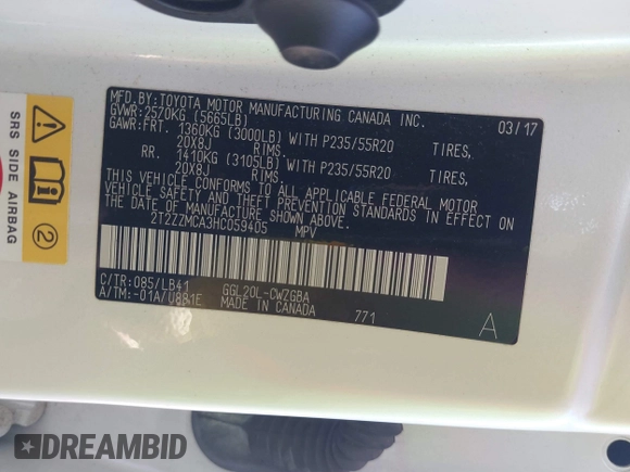 2017 Lexus RX with VIN 2T2ZZMCA3HC059405, listed as a IAAI auction lot 41741013 with 61,441 mi miles. Bid and sale history available at carsss.com. Image 9.