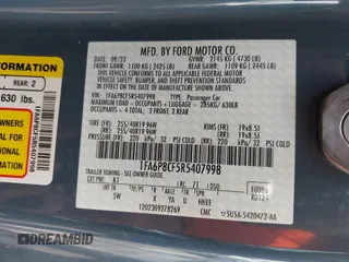 2024 Ford Mustang GT with VIN 1FA6P8CF5R5407998, listed as a IAAI auction lot 42228052 with 12,863 mi miles and . Bid and sale history available at DreamBid. Image 9.