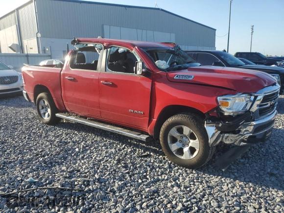 2019 Ram 1500 Big Horn/Lone Star with VIN 1C6SRFFTXKN854008, listed as a Copart auction lot 52307845 with 62,757 mi miles and Non Repairable. Bid and sale history available at carsss.com. Image 4.