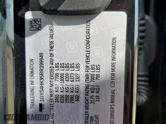 2024 Cadillac Escalade AWD V-Series z VIN 1GYS4HK95RR399949, wystawiony jako Copart lot #59360395 z przebiegiem 6 163 mil mil oraz Szkoda całkowita • Salvage title. Historia ofert i sprzedaży dostępna na DreamBid. Obrazek 12.