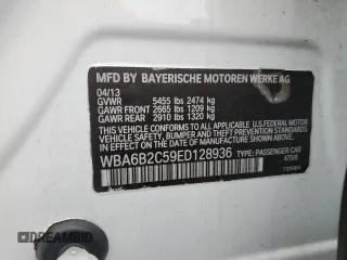 2014 BMW 6 Series 650i z VIN WBA6B2C59ED128936, wystawiony jako Copart lot #46409685 z przebiegiem 53 208 mil mil oraz Szkoda całkowita • Salvage title. Historia ofert i sprzedaży dostępna na DreamBid. Obrazek 12.