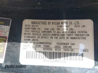 2008 Nissan 350Z with VIN JN1BZ34D88M700594, listed as a IAAI auction lot 41789850 with 183,556 mi miles. Bid and sale history available at carsss.com. Image 9.