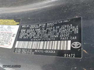 2007 Toyota Camry Solara SE with VIN 4T1FA38P37U128774, listed as a IAAI auction lot 41804353 with 1 mi miles. Bid and sale history available at carsss.com. Image 9.