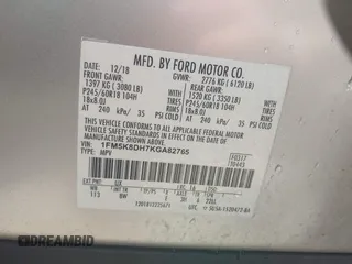 2019 Ford Explorer XLT с VIN 1FM5K8DH7KGA82765, выставлен на аукционе IAAI как лот 42344396 с пробегом 73 074 миль миль и . История ставок и продаж доступна на DreamBid. Изображение 9.