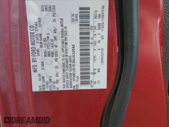 2009 Ford Explorer Sport Trac XLT z VIN 1FMEU51E39UA32542, wystawiony jako Copart lot #72345594 z przebiegiem 149 035 mil mil oraz Szkoda całkowita • Salvage title. Historia ofert i sprzedaży dostępna na DreamBid. Obrazek 12.