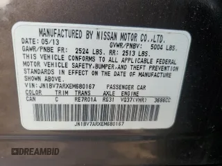 2014 Infiniti Q50 Premium with VIN JN1BV7ARXEM680167, listed as a Copart auction lot 59702095 with 108,196 mi miles and Salvage title. Bid and sale history available at DreamBid. Image 12.