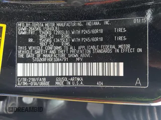 2015 Toyota Highlander LE Plus z VIN 5TDZKRFH0FS064791, wystawiony jako Copart lot #56508305 z przebiegiem 198 873 mil mil oraz Szkoda całkowita • Salvage title. Historia ofert i sprzedaży dostępna na DreamBid. Obrazek 14.